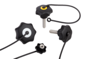 Star grips with safety cable similar to DIN 6336, metal parts stainless steel - inch Star grips with safety cable similar to DIN 6336, metal parts stainless steel - inch